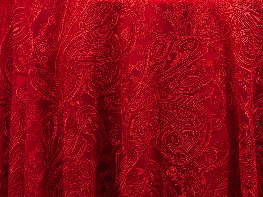 Red Paisley Lace Linens