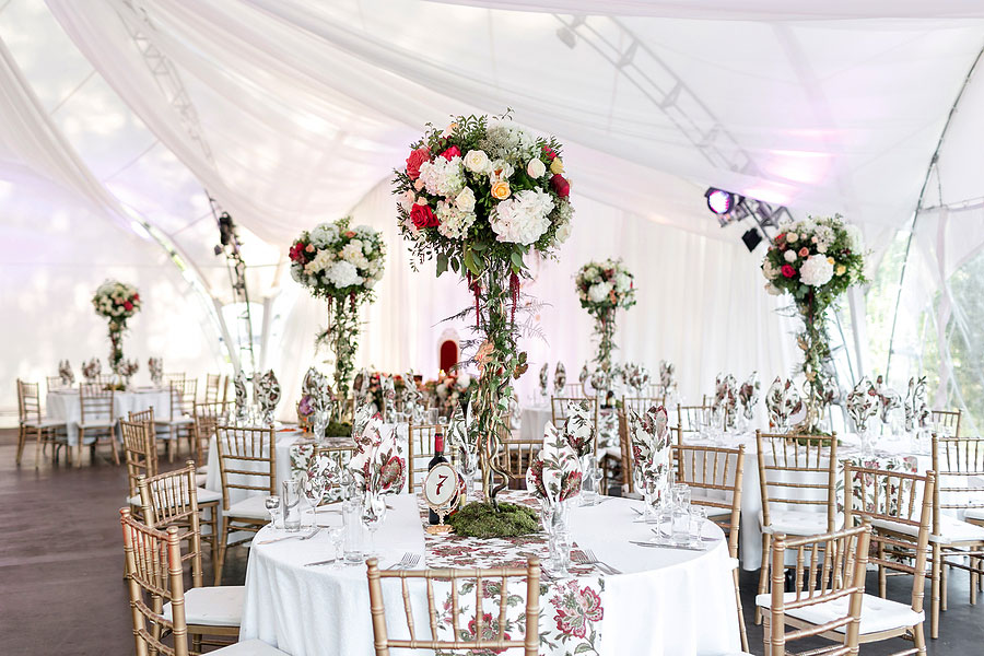 Wedding Decor Under Tent for Outdoor Wedding Reception